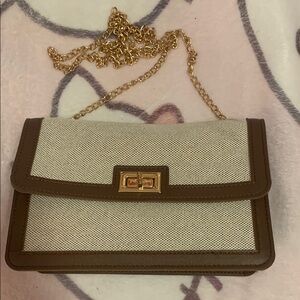 Elegant Brown and Cream Women's Bag